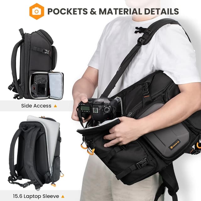 Detalle de TARION 15L Camera Backpack with 15.6" Laptop