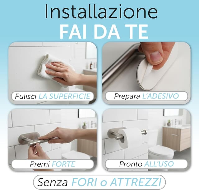 Detalle 1 de Porta carta igienica adesivo 3M inox silver