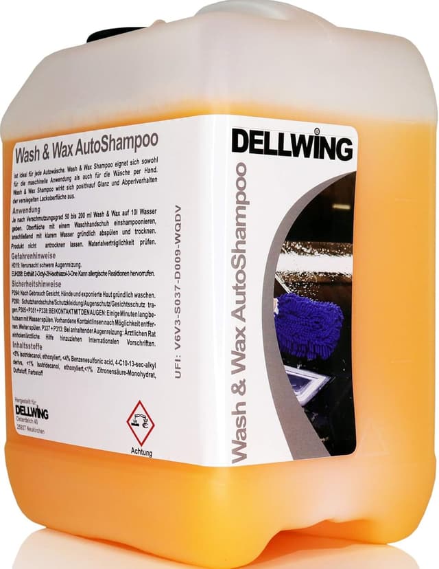 Detalle de DELLWING Wash & Wax shampoo per auto con cera, diluibile fino a 1:200 (2,5 l)