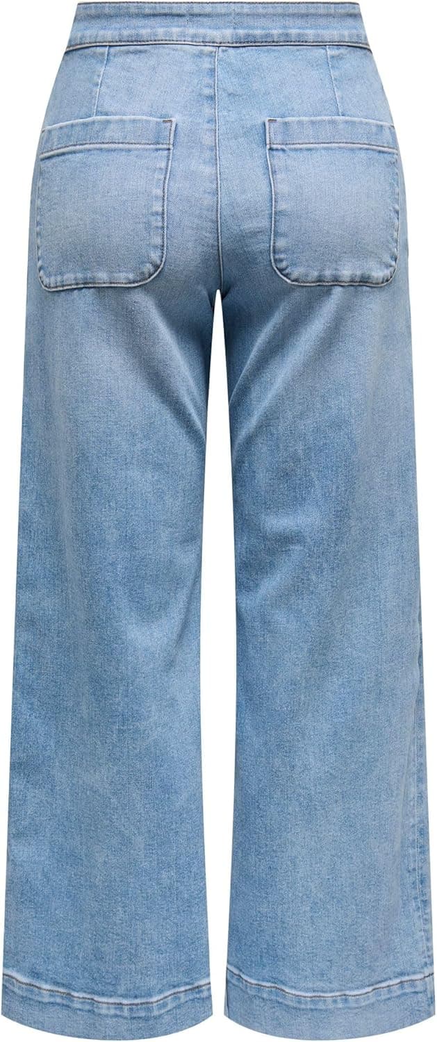 Detalle de ONLY Damen Jeans mit weitem Bein ONLMADISON – hohe Taille, Wide Leg Fit