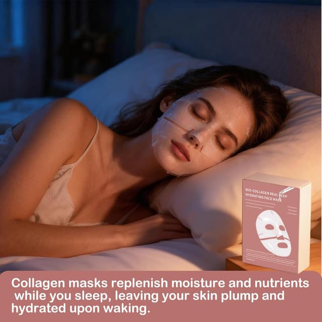 Detalle de 8 Pezzi Maschera Collagene Viso Bio-Collagen Real Deep Mask: collagen mask overnight per idratazione e notte