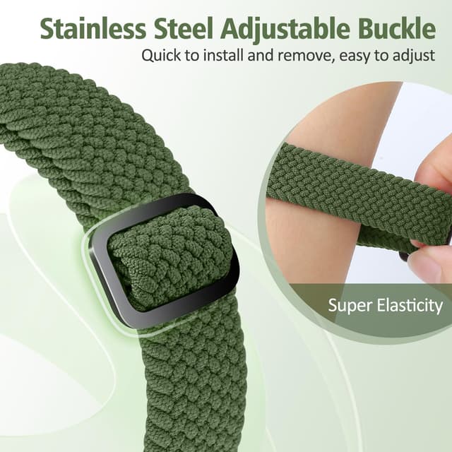 Detalle de SHIJZWD Elastic Braided Straps for Fitbit Charge 5/6 – Breathable Adjustable Nylon Loop Replacement Bands
