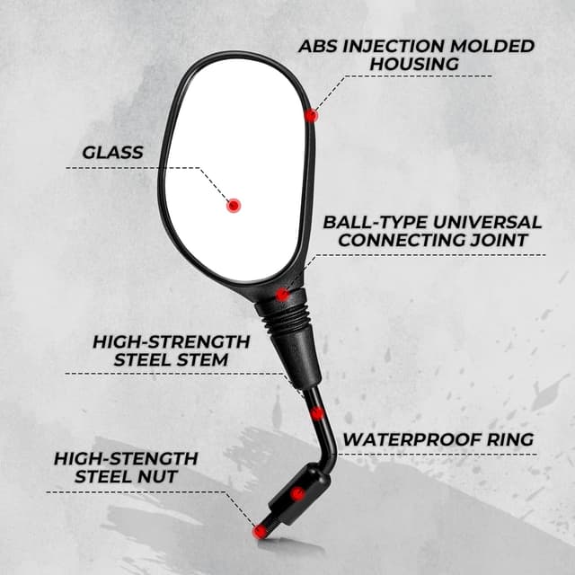 Detalle de KEMIMOTO Motorrad Spiegel für 22-mm-Lenker – E24-zertifizierte Rückspiegel mit 8-/10-mm-Schrauben, universal