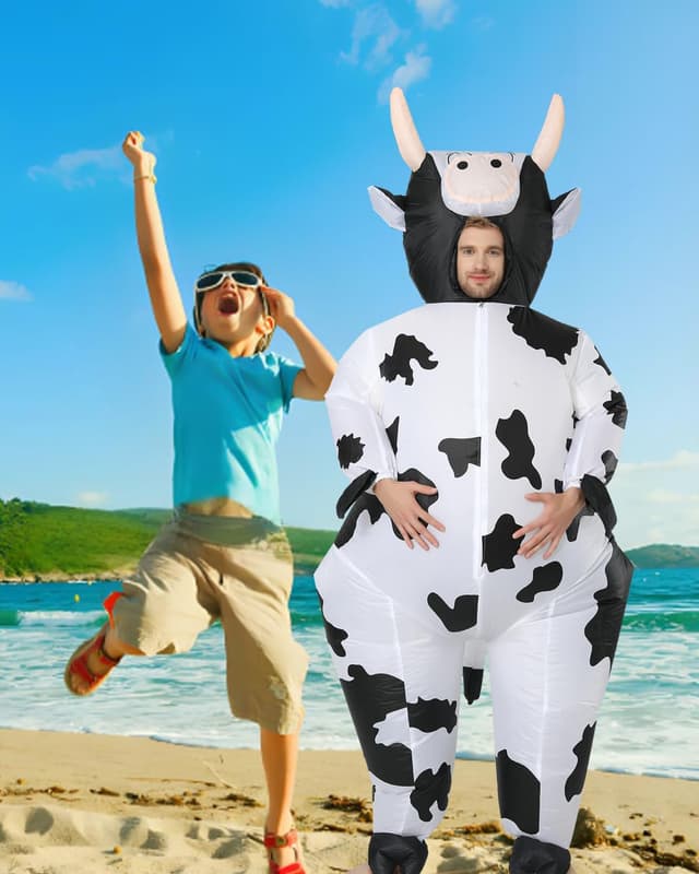Detalle de Costume de vache gonflable FXICH (unisexe) avec ventilateurs, pour Halloween, carnaval et fêtes