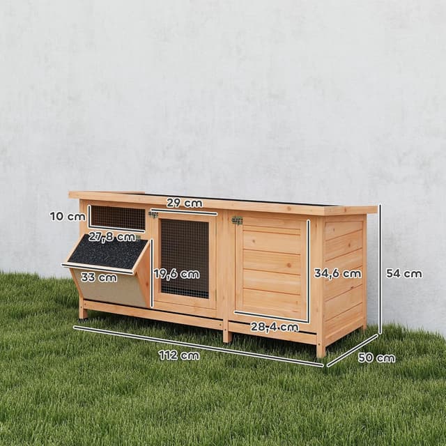 Thumbnail 6 de PawHut Conejera de Madera 112x50x54 cm