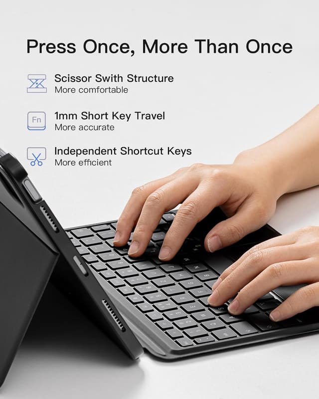 Detalle de Inateck Detachable Keyboard Case for iPad Air 11 inch (M4 2026/M3 2025/M2 2024) with Trackpad