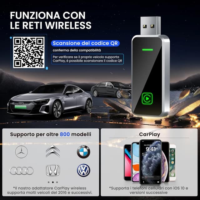 Thumbnail 6 de CUGEFRE Adattatore CarPlay senza fili: converti CarPlay cablato in wireless, Plug & Play per iPhone (iOS 12+)