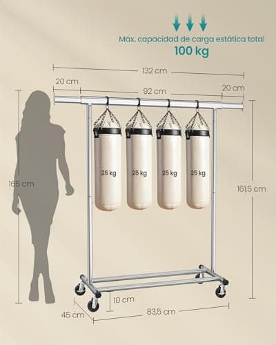 Detalle 2 de SONGMICS HSR13S burro ropa con ruedas