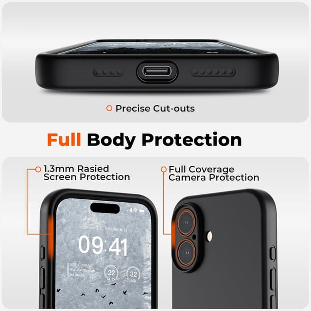 Detalle 2 de SUPFINE Designed for iPhone 16 Plus Case in Premium Liquid Silicone (Black)