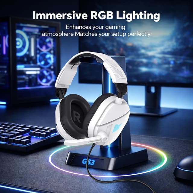 Detalle de Cuffie Gaming Cablate Stereo Bass Deep con microfono Flip-to-Mute e LED RGB, jack 3.5 mm + USB