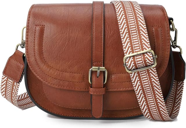 Detalle de AFKOMST vintage-style vegan leather crossbody bag for women (small satchel & shoulder bag)