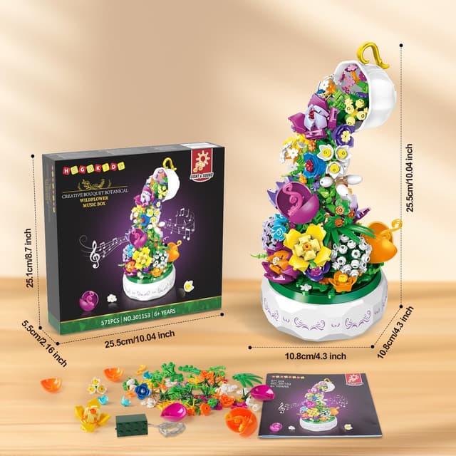 Detalle 2 de HOGOKIDS Blumen Musik Bauset mit LED 571 Teile