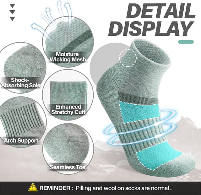 Detalle 2 de MOSEY KOSY 6 Pairs Merino Wool Socks 6-pack