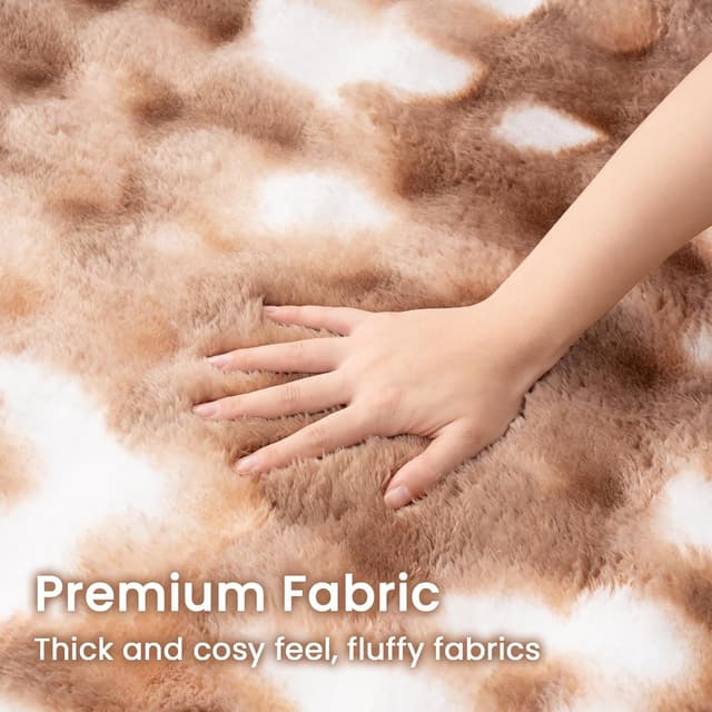 Detalle de Tapis salon Vamcheer Tapis Chambre Doux marron 200x290 à poil long tie-dye bubble antidérapant