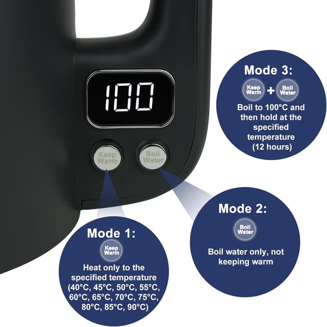 Detalle de Bear Electric Kettle 1.7L, 12 Temp Control