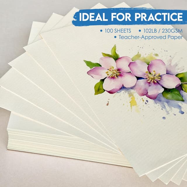 Detalle de KOVIEDE 100 Sheets Watercolor Paper, 8.5x11 in, 102lb (230GSM) Cold Press Practice Paper