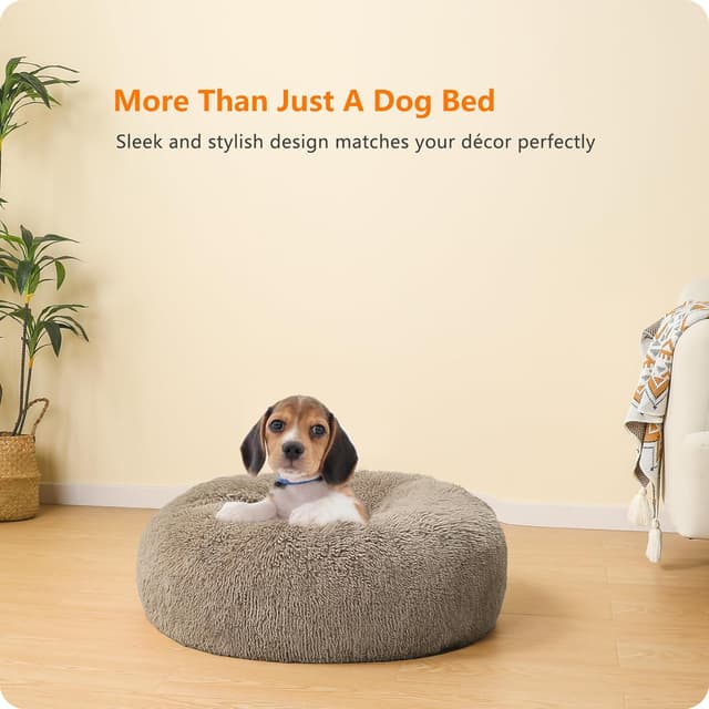 Detalle 2 de HMTOPE Orthopädisches rundes Hundebett / Donut-Hundekissen 60 cm Ø, Kamelbraun