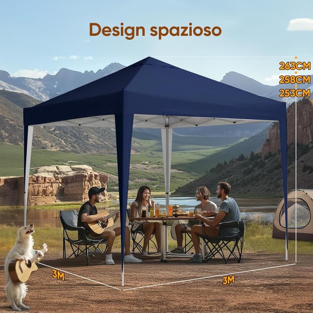 Detalle 2 de Quictent Gazebo pieghevole portatile 3x3 m con borsa da trasporto, blu scuro
