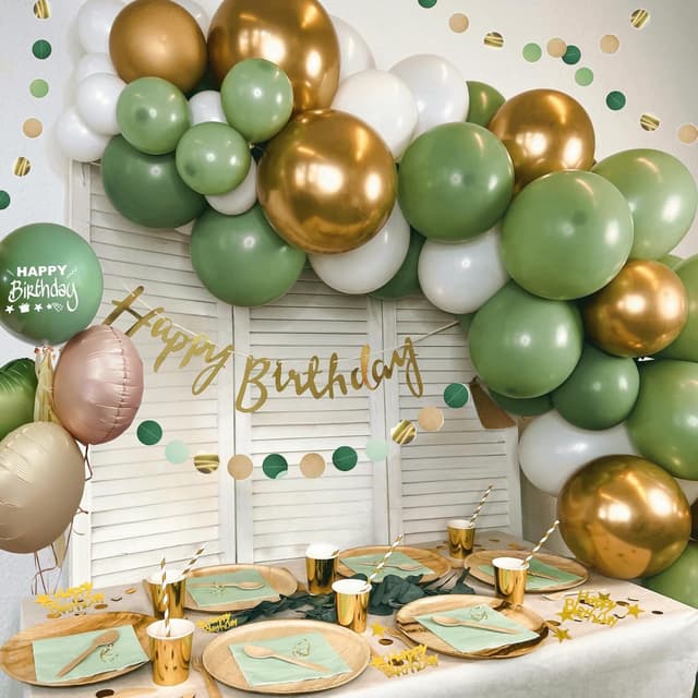 Thumbnail 6 de Decoration Anniversaire Vert sauge kit complet