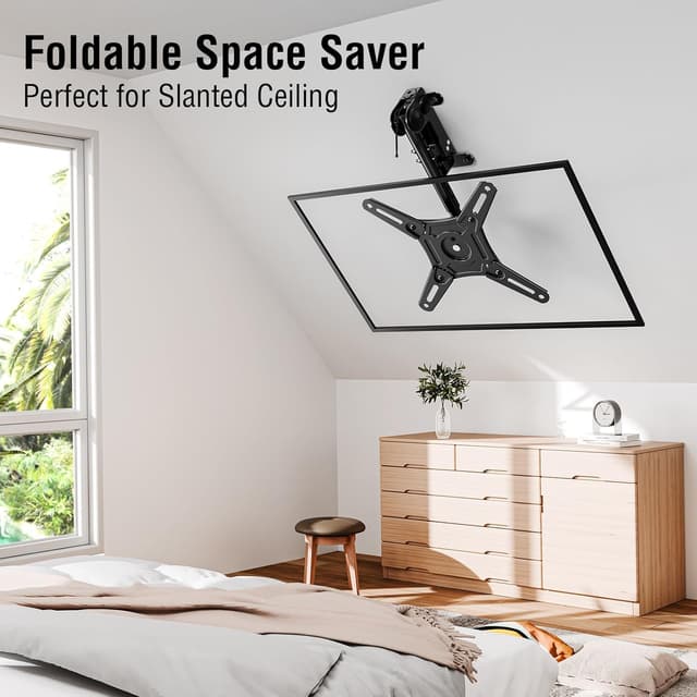 Detalle de ELIVED YD3030 Flip Down Ceiling TV Mount (14–40 in) with 360° Swivel and Height Adjustment