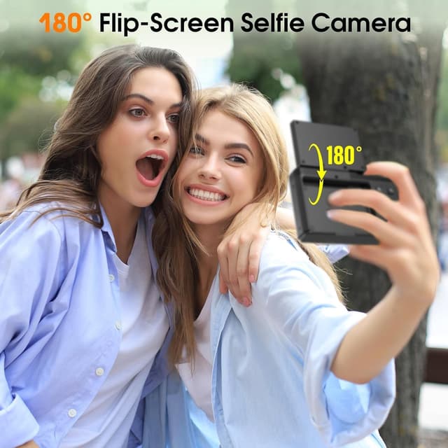 Detalle de Compact Digital Camera (4K 64MP) with Autofocus, Macro Mode & 180° Flip-Up Screen – Portable 32GB Micro SD Kit