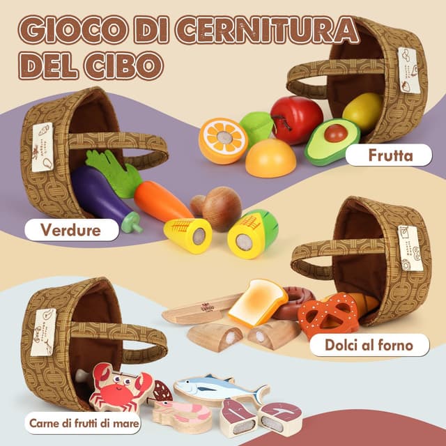 Thumbnail 2 de Lehoo Castle Set di cibo in legno 23 pezzi 🍽