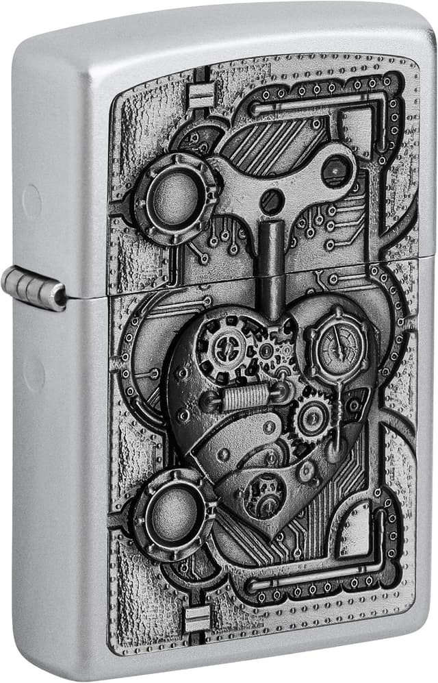 Detalle de Zippo briquet tempête cœur steampunk Chrome satiné