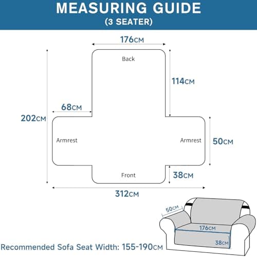 Detalle de CHELZEN Funda Impermeable para Sofá 3 Plazas 🛋