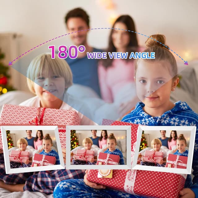 Detalle de REUMAR 32GB 10.1-inch Smart WiFi Digital Photo Frame (Frameo App, IPS Touch Screen, Auto-Rotate) – White