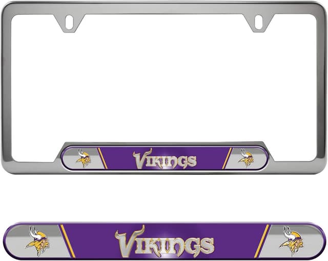Detalle de FANMATS NFL Embossed License Plate Frame (Stainless Steel) with Team Logo Inserts
