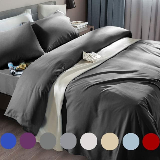 Detalle de SONORO KATE King Bed Sheet Set (Dark Grey) — Ultra-Soft Microfiber, 6-Piece with 18–24 Inch Deep Pockets