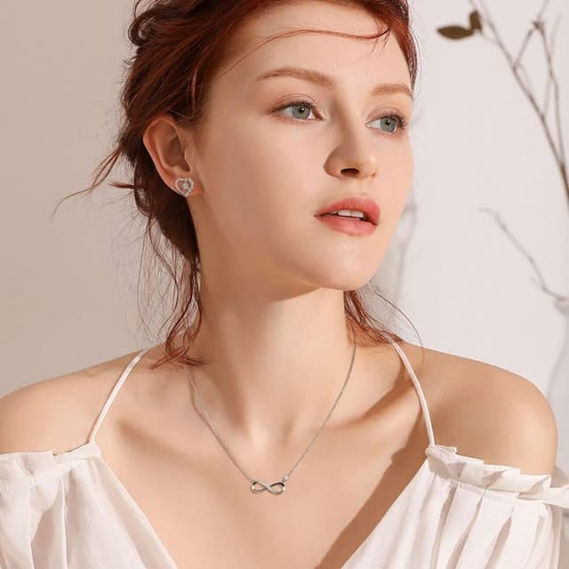 Thumbnail 6 de Aucuu Damen-Halskette Infinity aus 925er Sterlingsilber mit Zirkonia – verstellbare Freundschaftskette