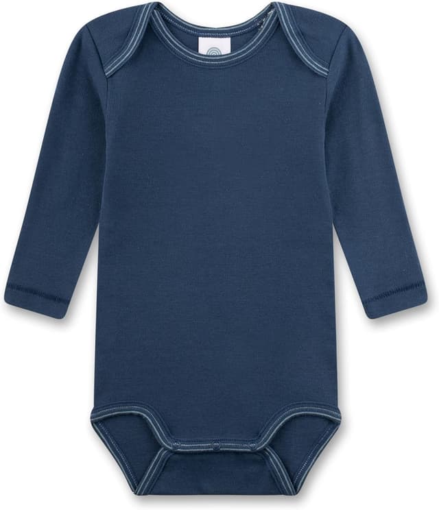 Detalle 1 de Sanetta Baby-Body langarm (Doppelpack) blau Büffel – Bio-Baumwolle für Jungen