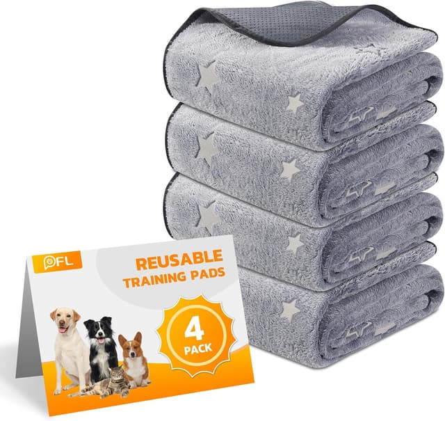 Detalle de 4 Pack Washable Puppy Pads – Fast Absorption Reusable Dog Pee Pads (Waterproof, Non-Slip), 46x61cm