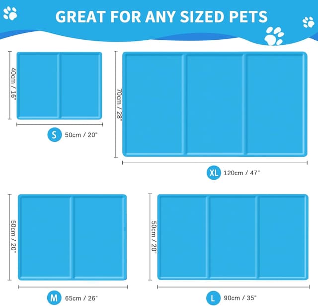 Detalle de SNMIX Dog & Cat Self-Cooling Mat (Small 50x40 cm) with Non-Toxic Gel – Blue cooling pet pad