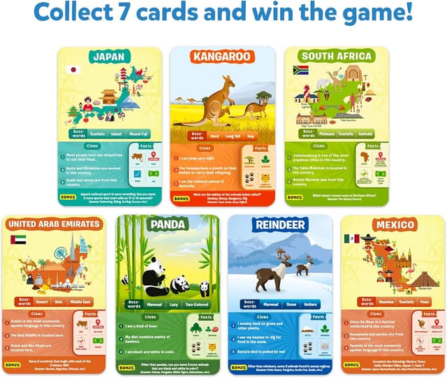 Detalle de Skillmatics Guess in 10 Animals & Countries Combo board game (50 animal cards, 50 country cards)