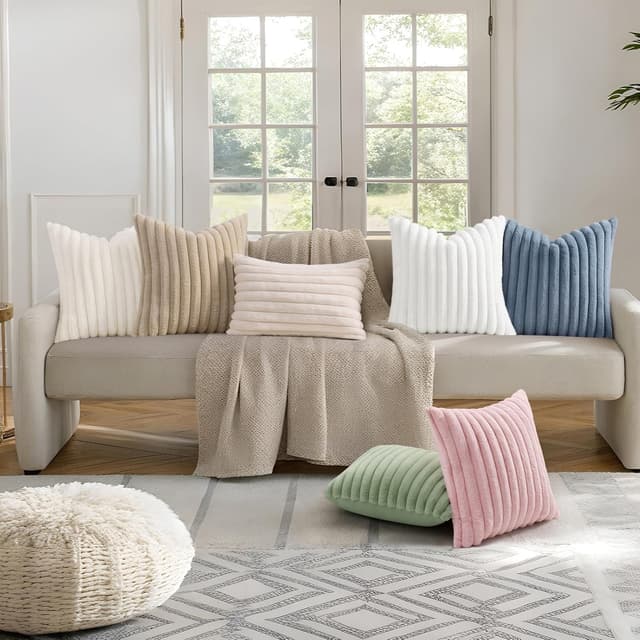 Thumbnail 6 de decorUhome Faux Fur Pillow Covers 18x18 Set of 2 🛋