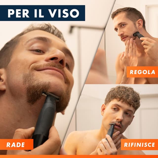 Detalle de Gillette Fusion One rasoio elettrico uomo per barba e corpo con 3 pettini (1,2,5 mm) e autonomia 45 min