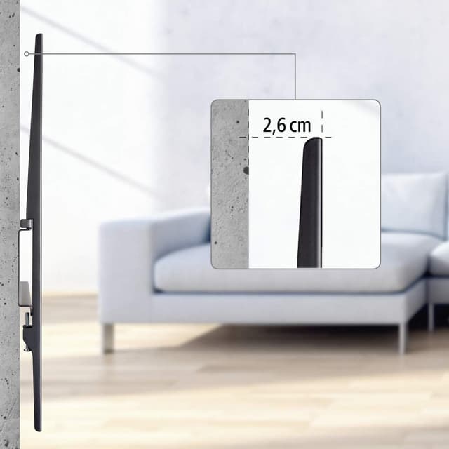 Detalle de Hama Strong FIX ultra-slim TV wall bracket (fixed mount) for flat & curved TVs up to 100kg