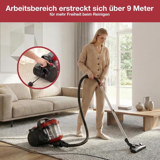 Thumbnail 6 de Akitas C10P 900W beutelloser Staubsauger mit HEPA & Wessel Werk D320 Hartbodenbürste (32 cm) – für Parkett, Laminat & Fliesen