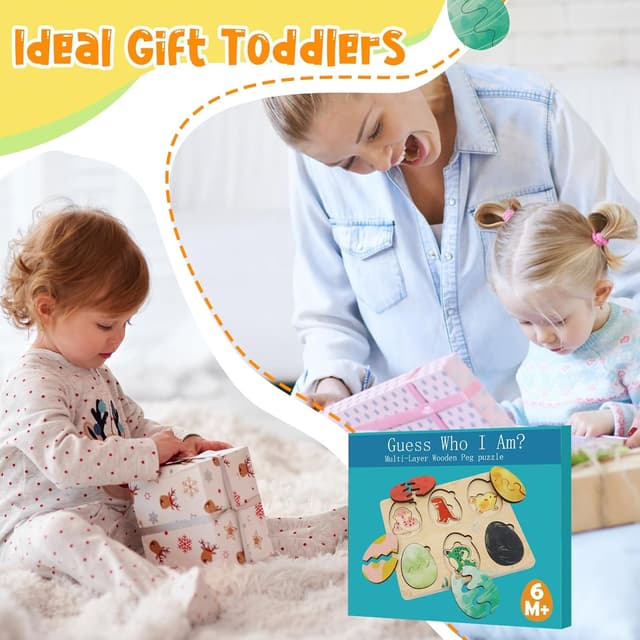 Detalle de Wooden Montessori puzzle 6 animals