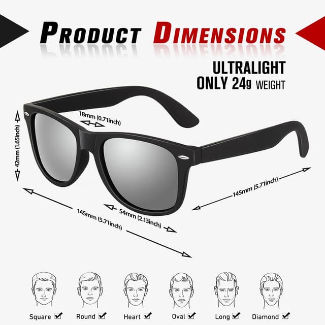 Detalle de Sunier Lunettes de soleil polarisées Polarisées rétro Polarisées anti-UV UV400 (homme/femme) pour conduite et sorties