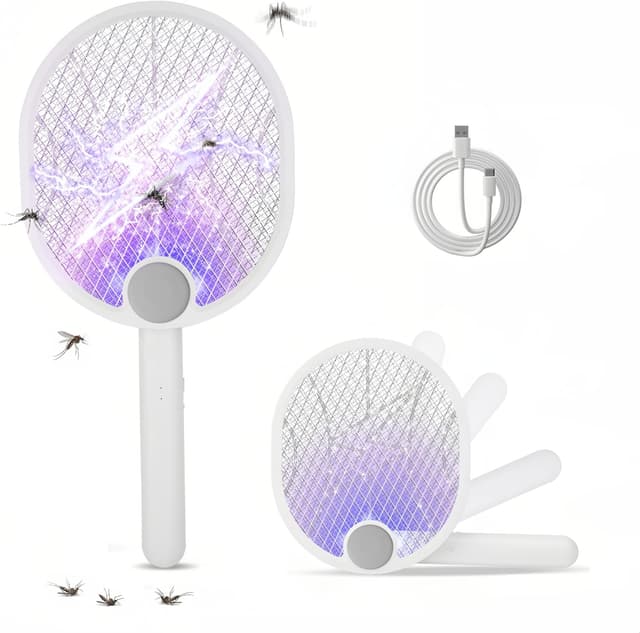 Detalle de Electric Fly Swatter 180° Foldable Fly Zapper Racket (4000V, 5-layer mesh) with USB-C charging
