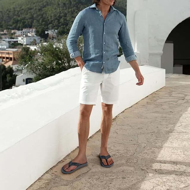 Detalle 2 de KuaiLu Men’s Flip Flops with Arch Support, Cushioned Yoga Foam Footbed & Non-Slip Rubber Sole