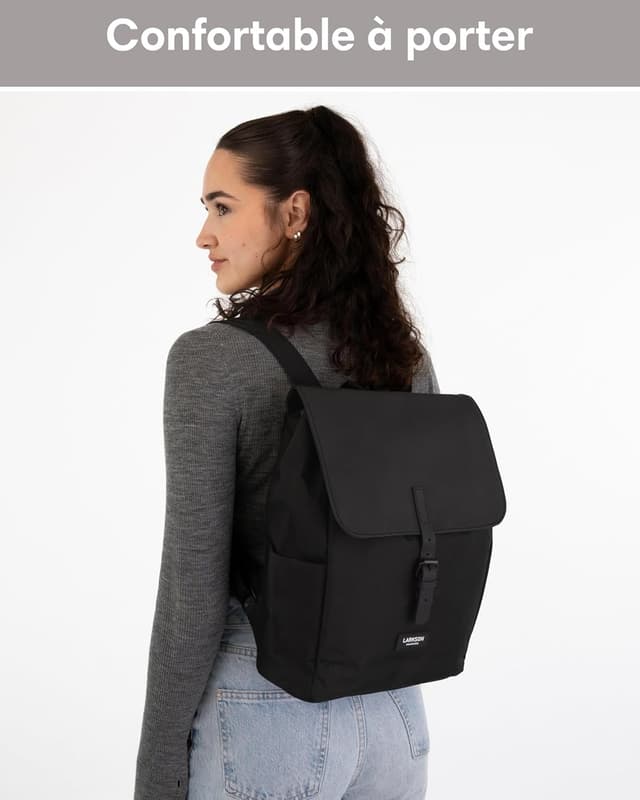 Detalle de LARKSON Sac à Dos Femme Petit Ida – sac compact pour l’université, la ville et avec compartiment ordinateur 13 pouces, hydfuge