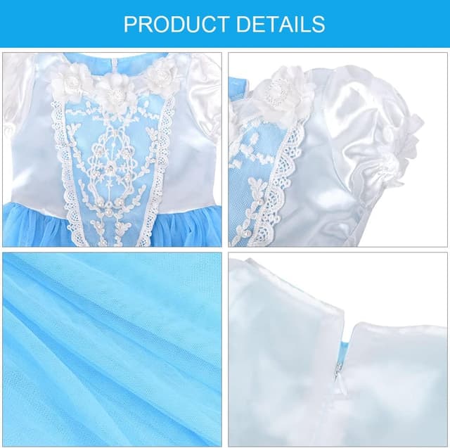 Detalle 2 de URAQT Mädchen Prinzessin-Kostüm Kleid 130
