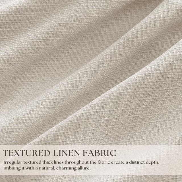 Detalle 2 de 70 Inch Extra Wide Blackout Curtains (70x96) — 1 Panel Pinch Pleated Natural Linen Look Thermal Drapes