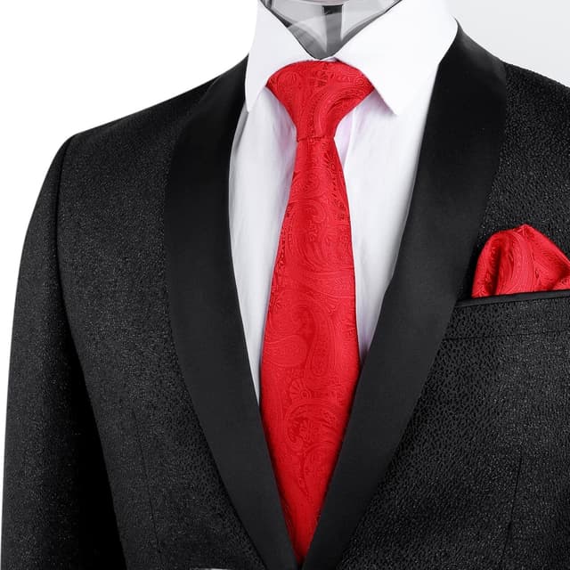 Detalle de Alizeal men’s paisley tie and pocket square set (tie and hanky) for weddings, business and smart casual