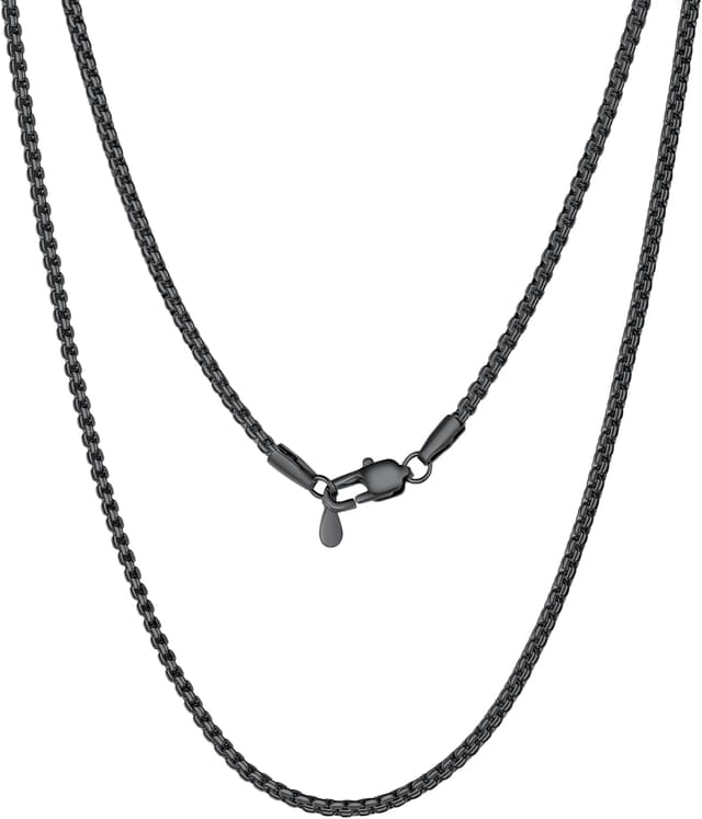 Detalle de PROSTEEL Herren-Halskette aus Edelstahl mit Karabinerverschluss – Venezianer-/Erbsketten-Optik, Breite 2–8 mm