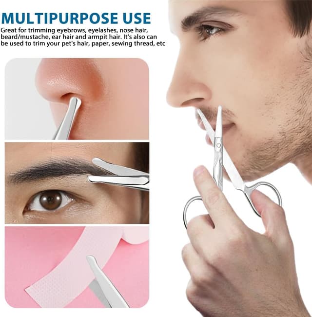 Detalle 2 de MIETONG stainless steel nose hair scissors with curved safety blades